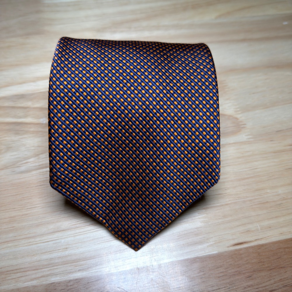 Brooks Brothers Necktie Mens Blue Orange Geometric Silk Formal Business Office